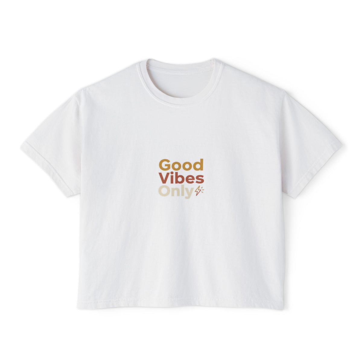 Boxy Tee — Good Vibes Only Graphic, Casual Women's Crop Top
