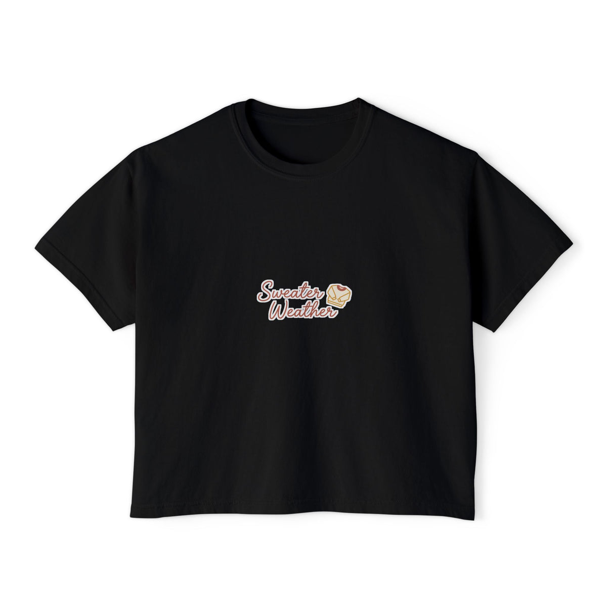 Boxy Tee — Sweater Weather Graphic, Casual Women's Crop Top