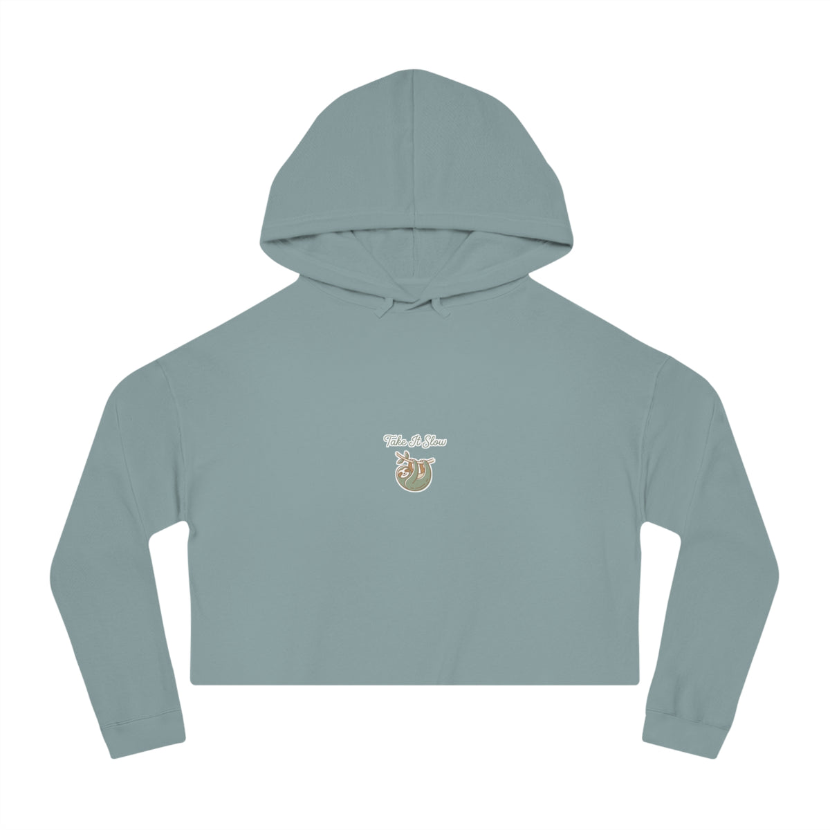 Cropped Hoodie — Take It Slow Sloth Graphic, Cozy Women's Crop Top