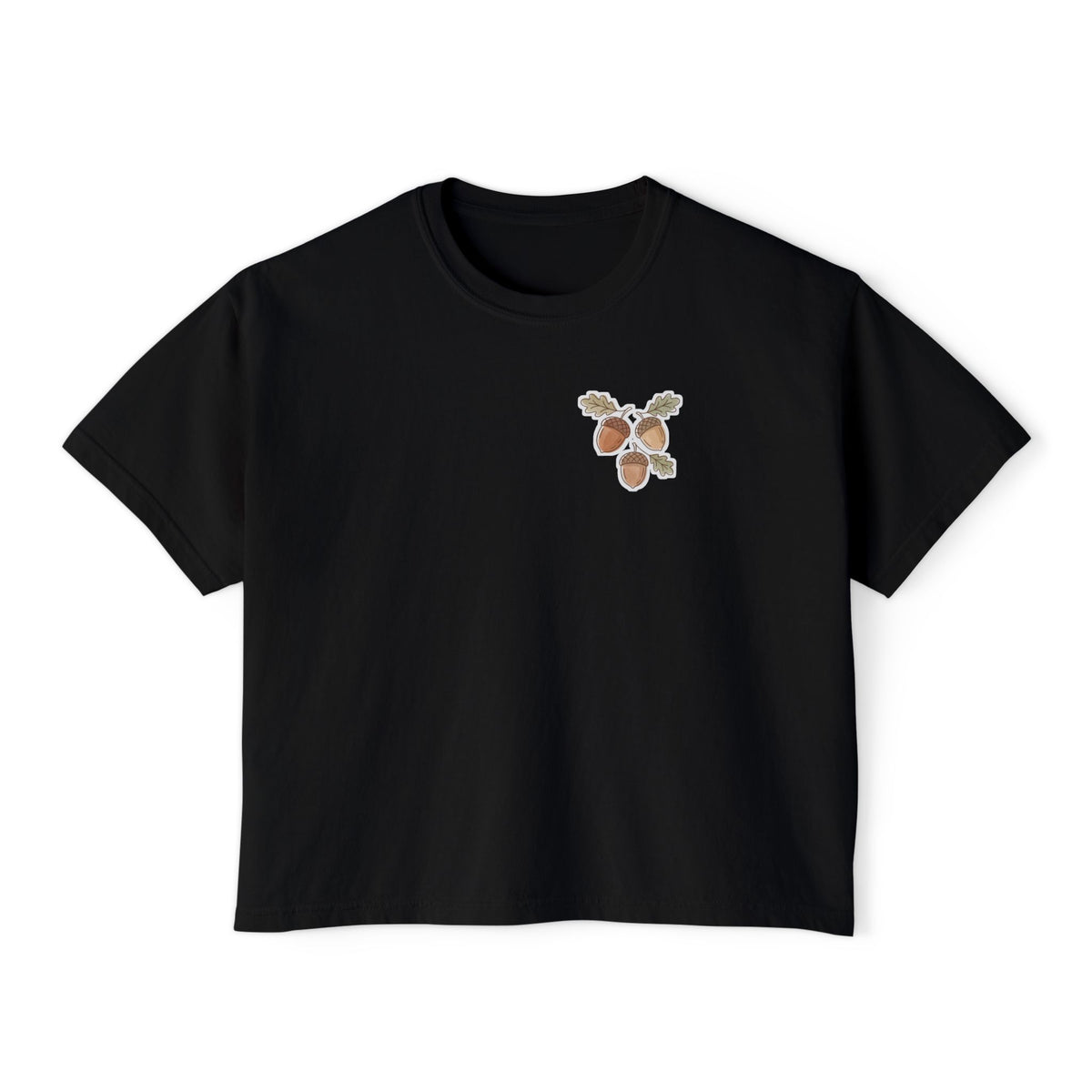 Boxy Tee — Acorns Graphic, Casual Women's Crop Top