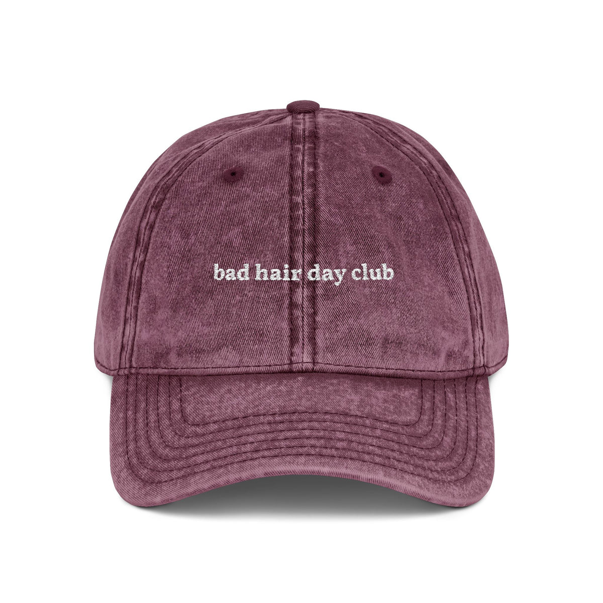 "bad hair day club" embroidered vintage washed dad hat