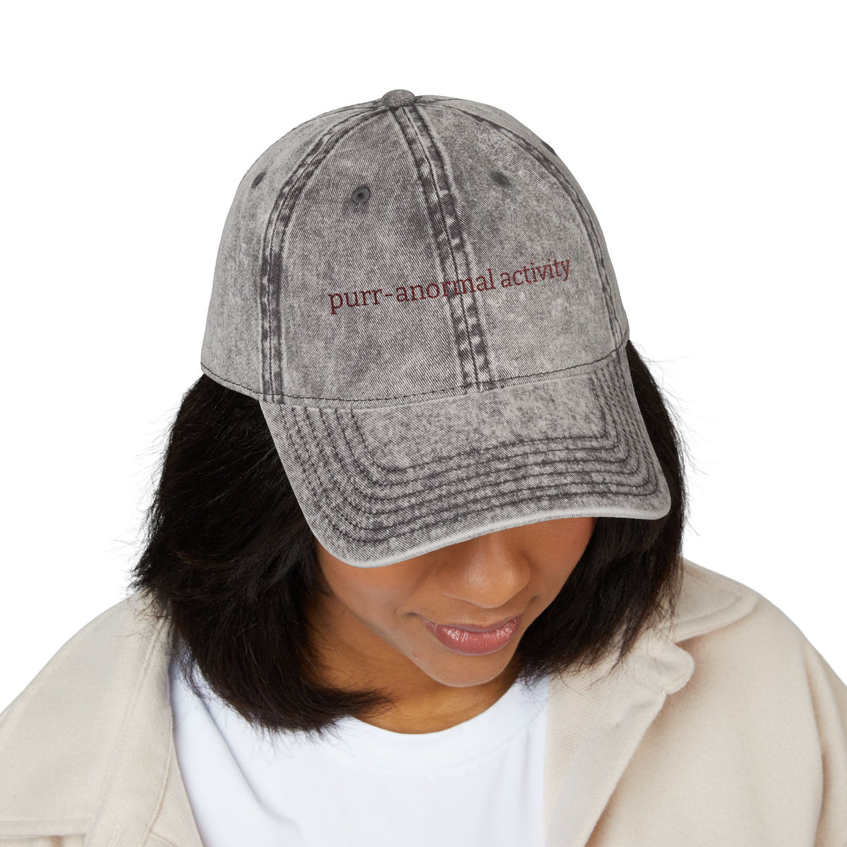 purr-anormal activity Embroidered Vintage Dad Hat - image 3