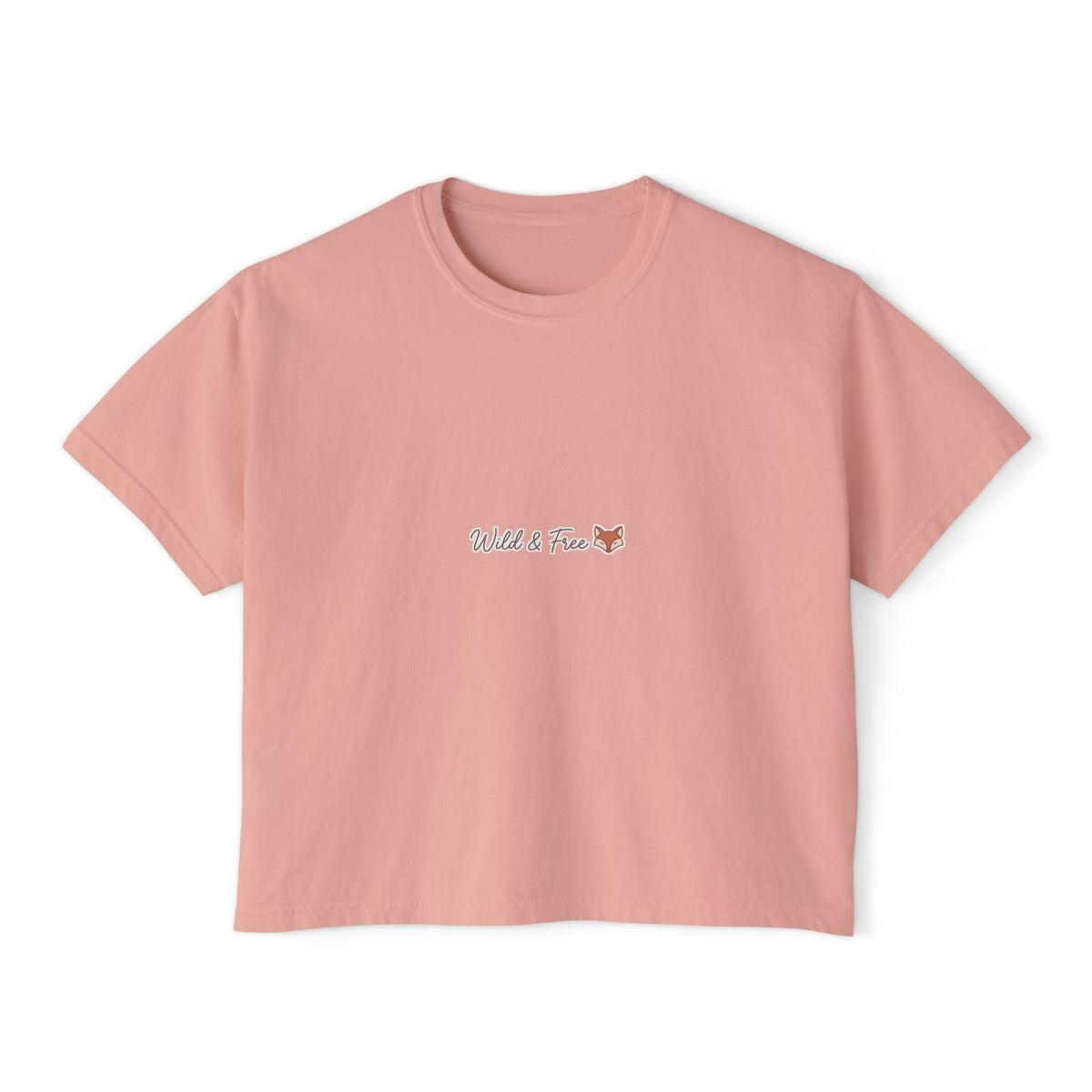 Boxy Tee — Wild and Free Fox Graphic, Casual Women's Crop Top